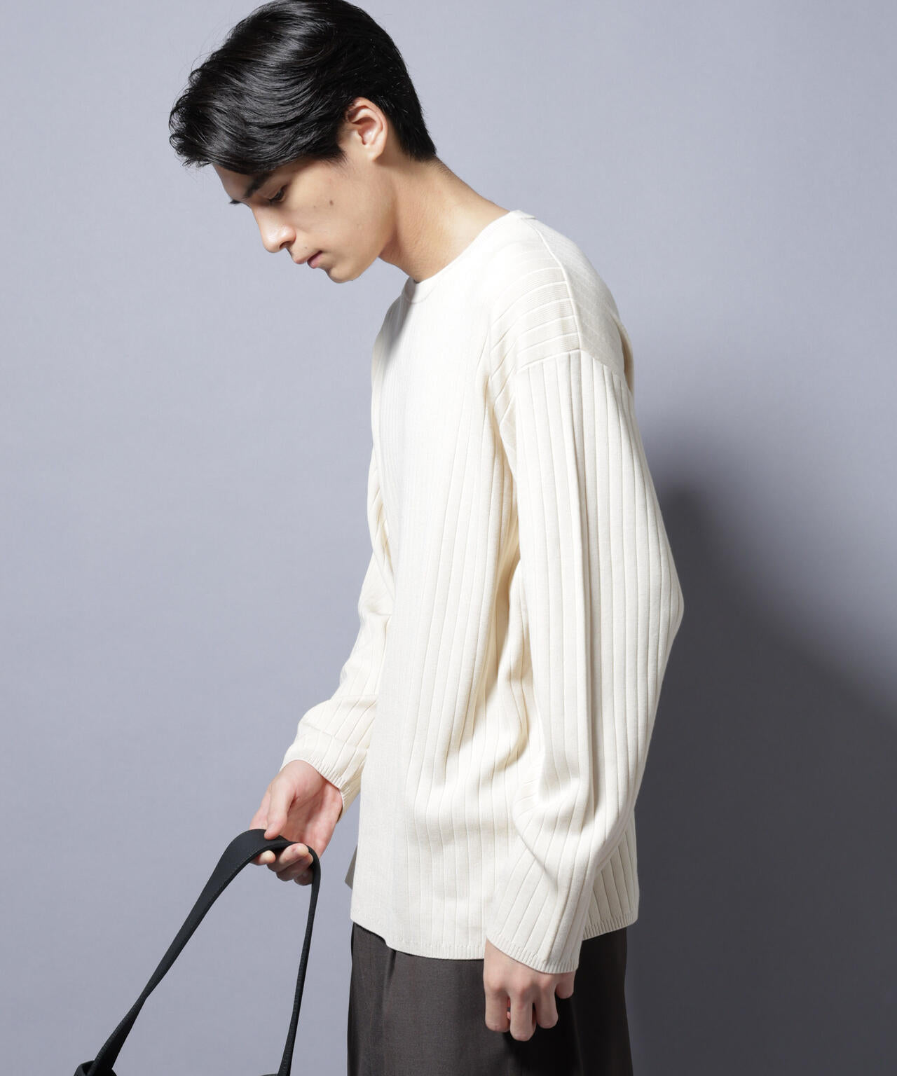 CICA&UVカット リブニットクルーネック