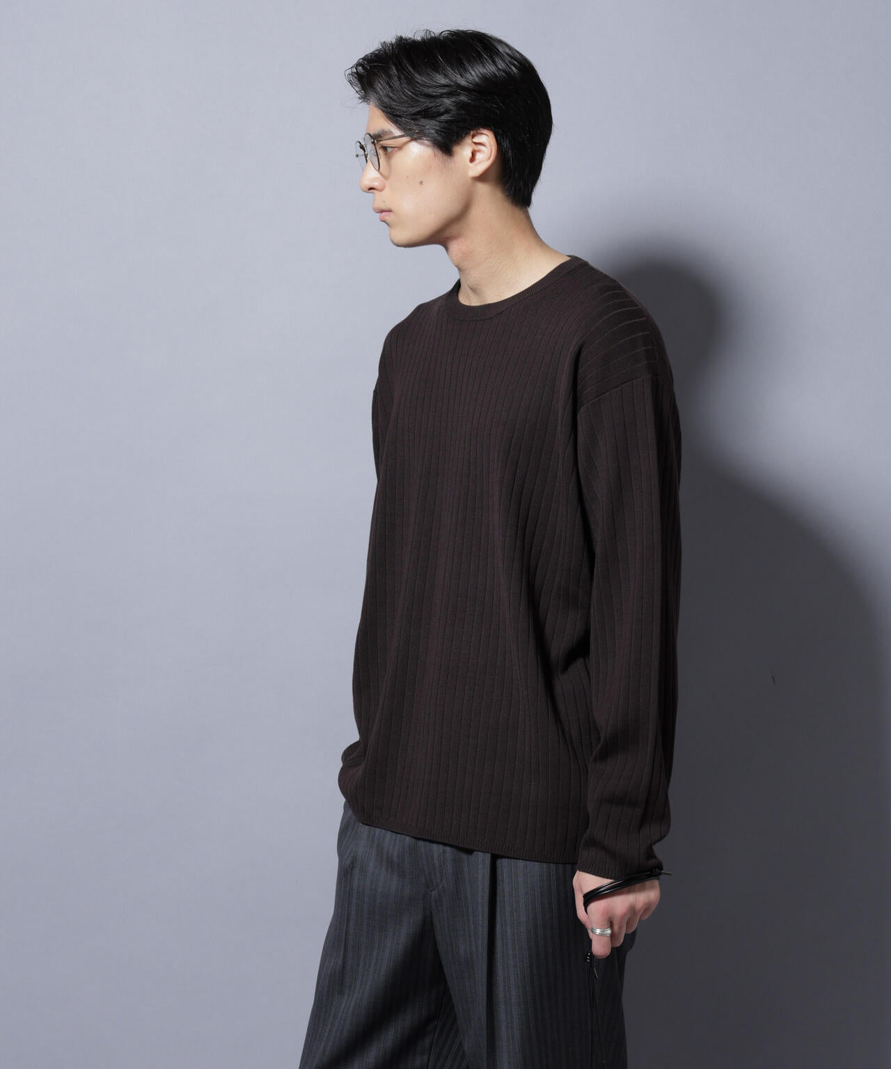 CICA&UVカット リブニットクルーネック