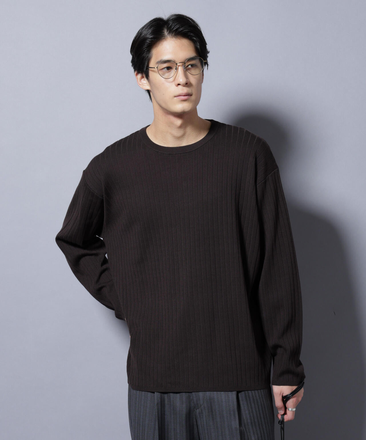 CICA&UVカット リブニットクルーネック