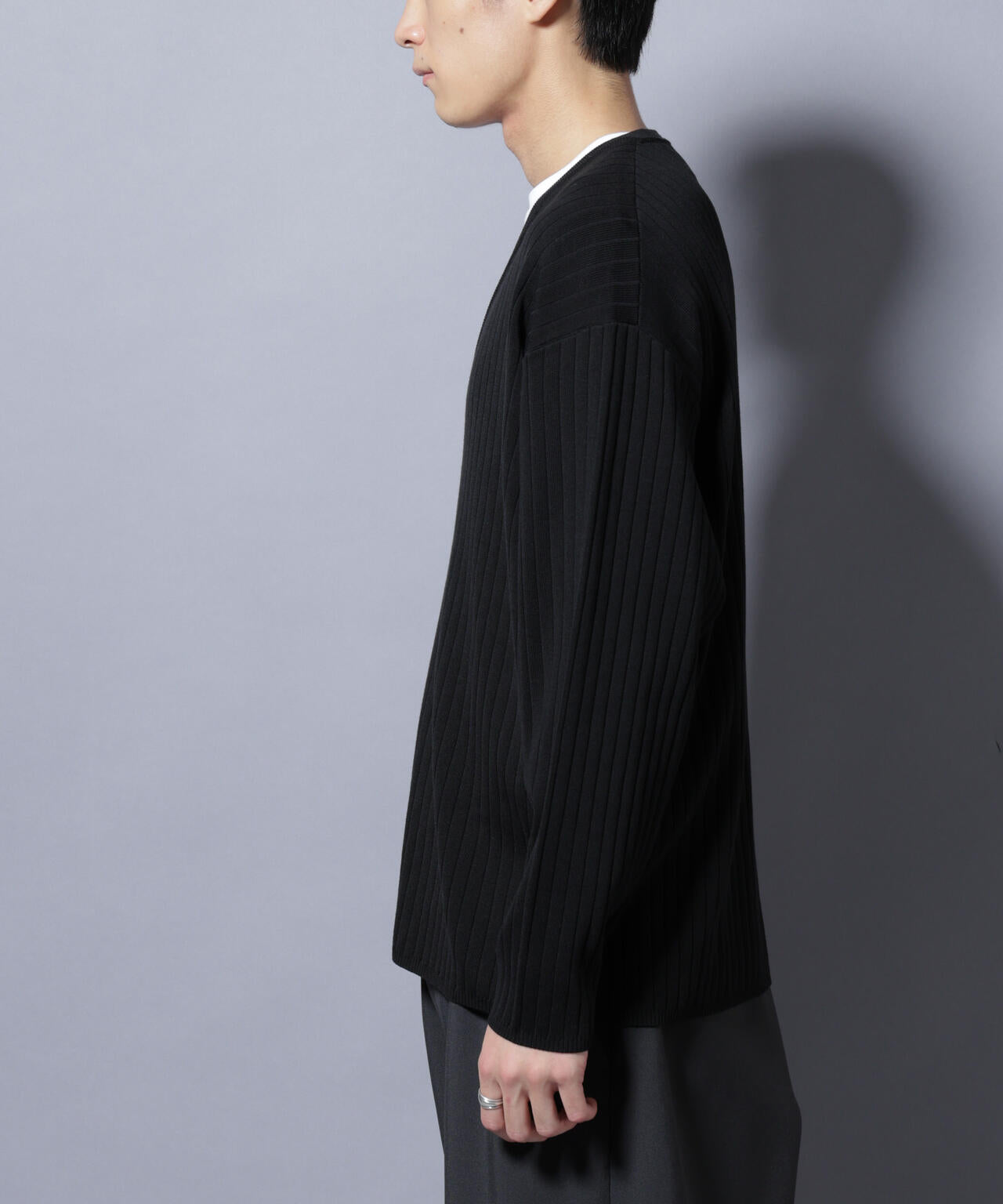 CICA&UVカット リブニットVネック