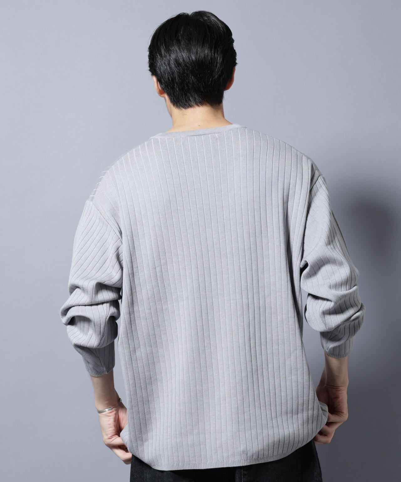 CICA&UVカット リブニットVネック