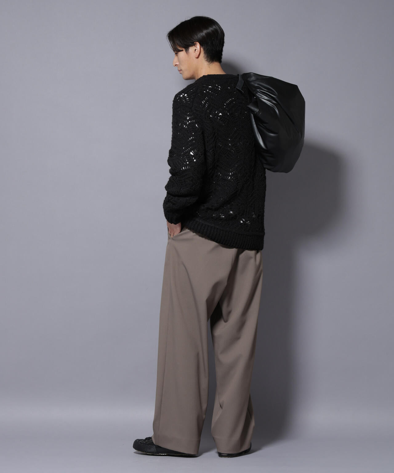 透かし編み クルーネックニット