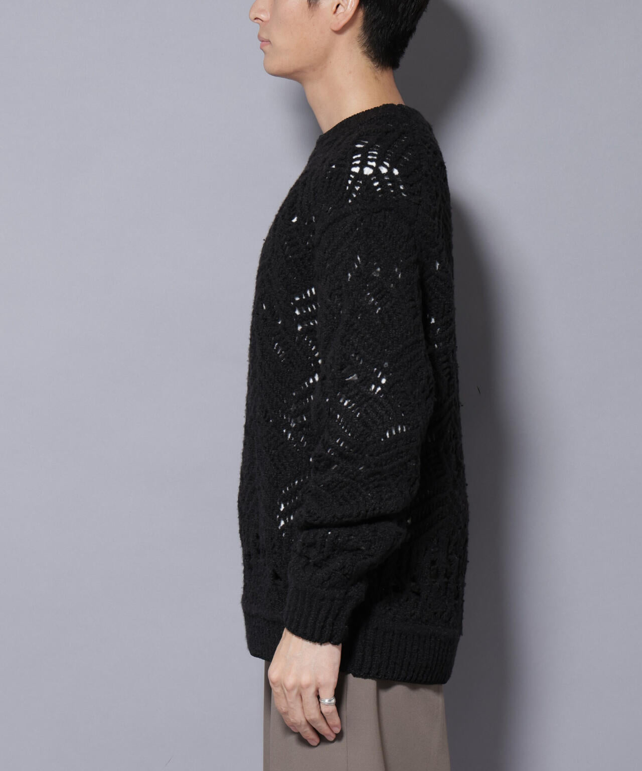 透かし編み クルーネックニット