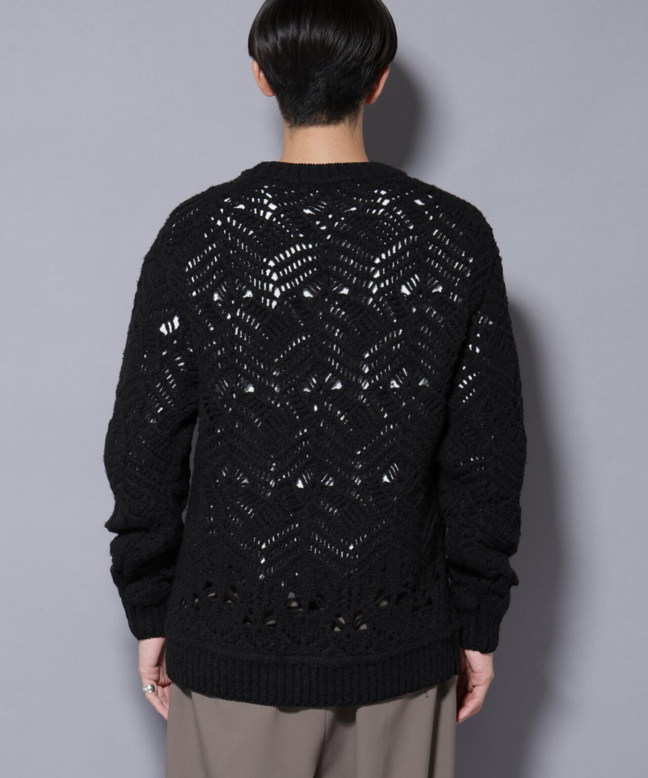 透かし編み クルーネックニット