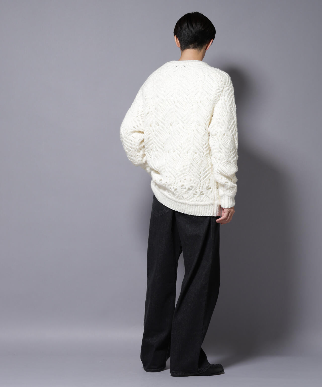 透かし編み クルーネックニット