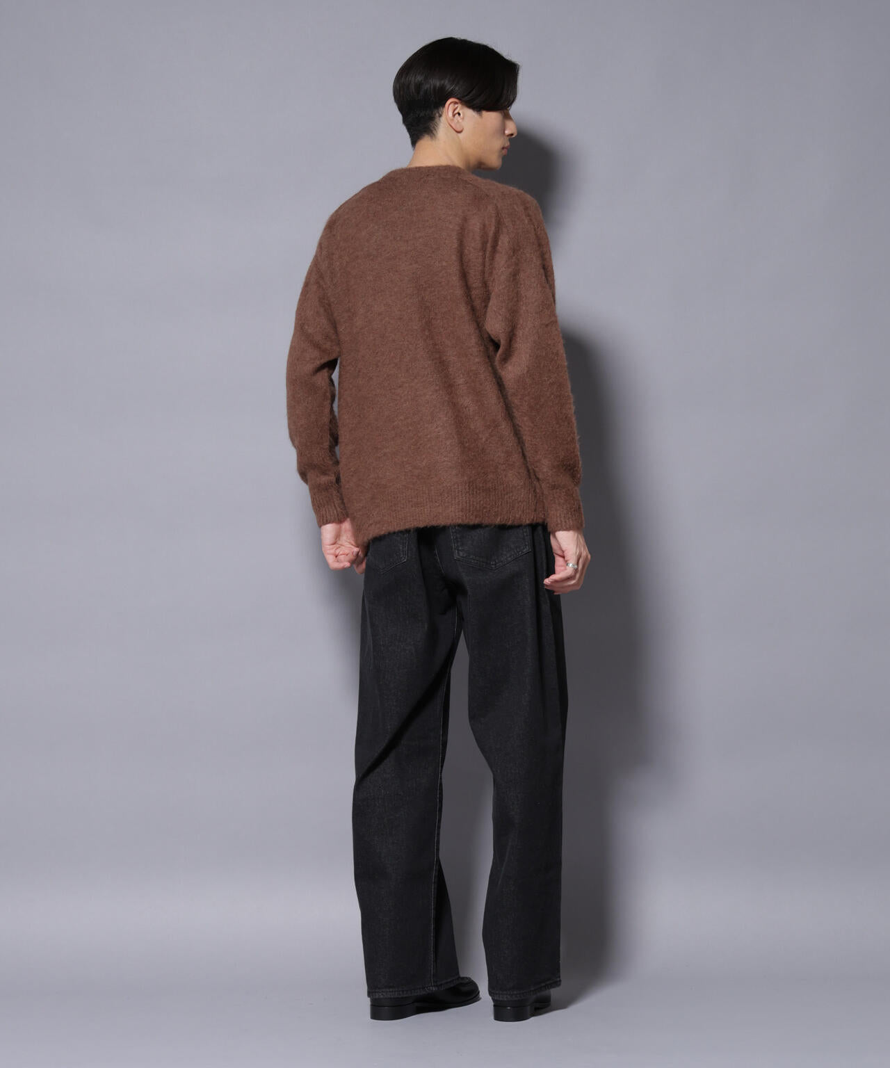 極美品 バトナー 6 B＆Y別注 モヘヤ アーガイルクルーネックニット M 茶 BATONER（バトナー）の「＜BATONER×6(ROKU)＞ARGYLE CHECK CREW NECK