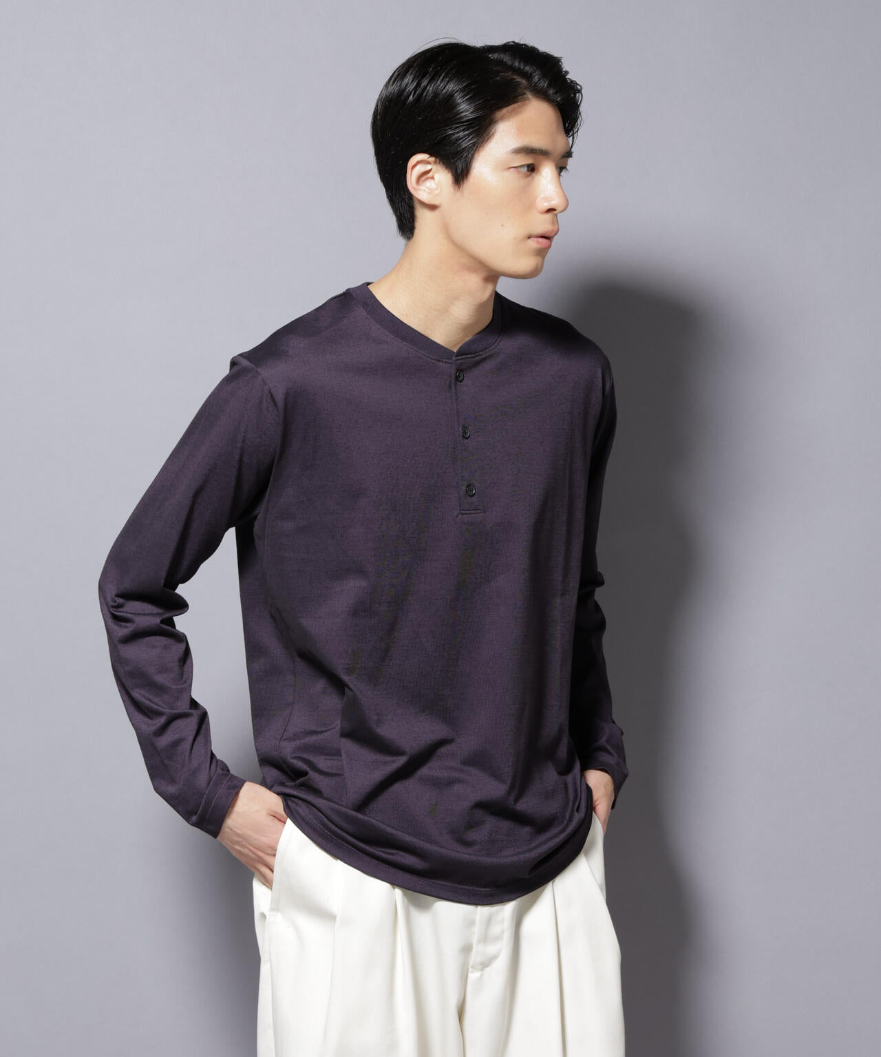 ソラーロライトストレッチヘンリーネックTシャツ 長袖