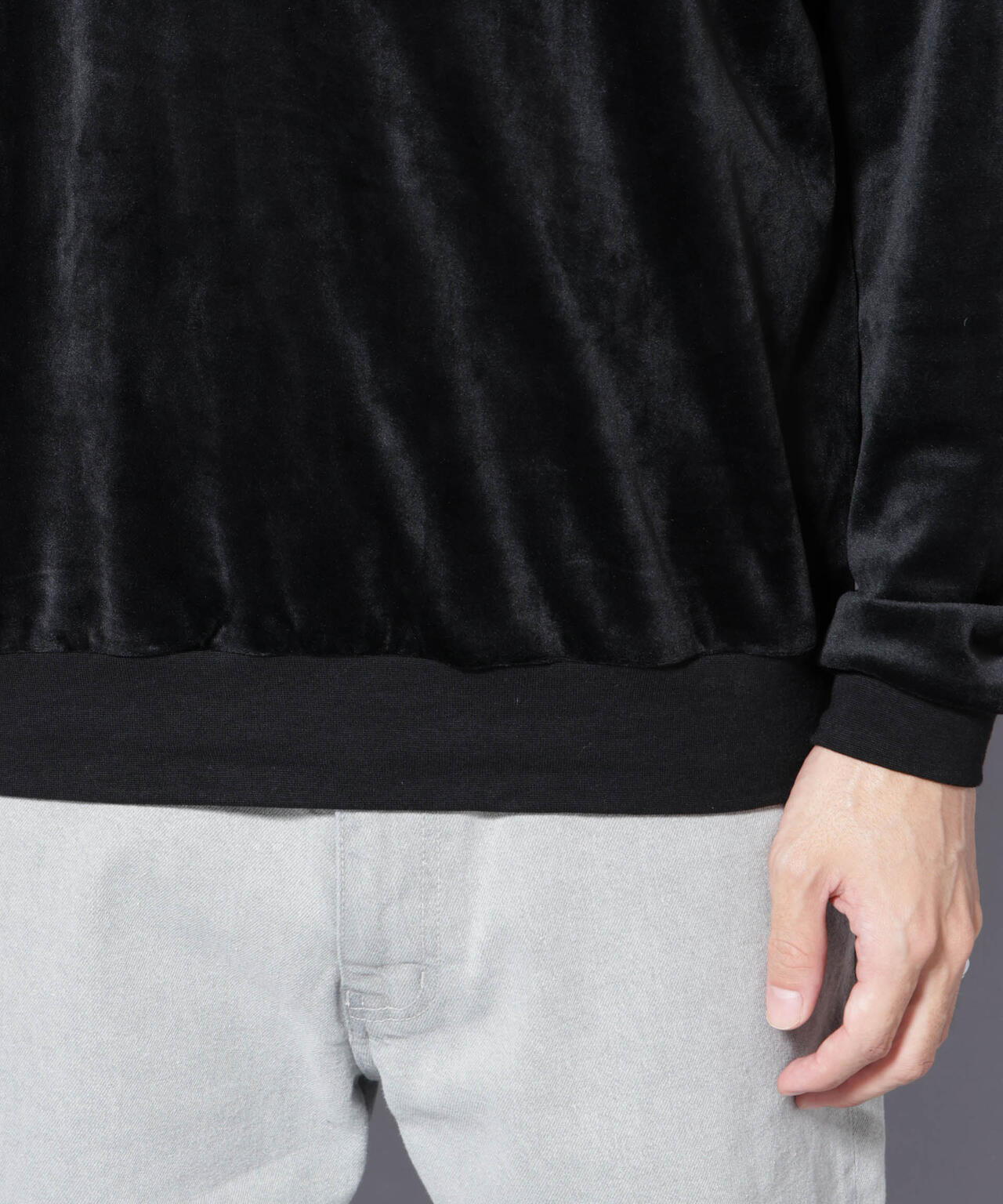 ベロアプルオーバー Vネックスウェット