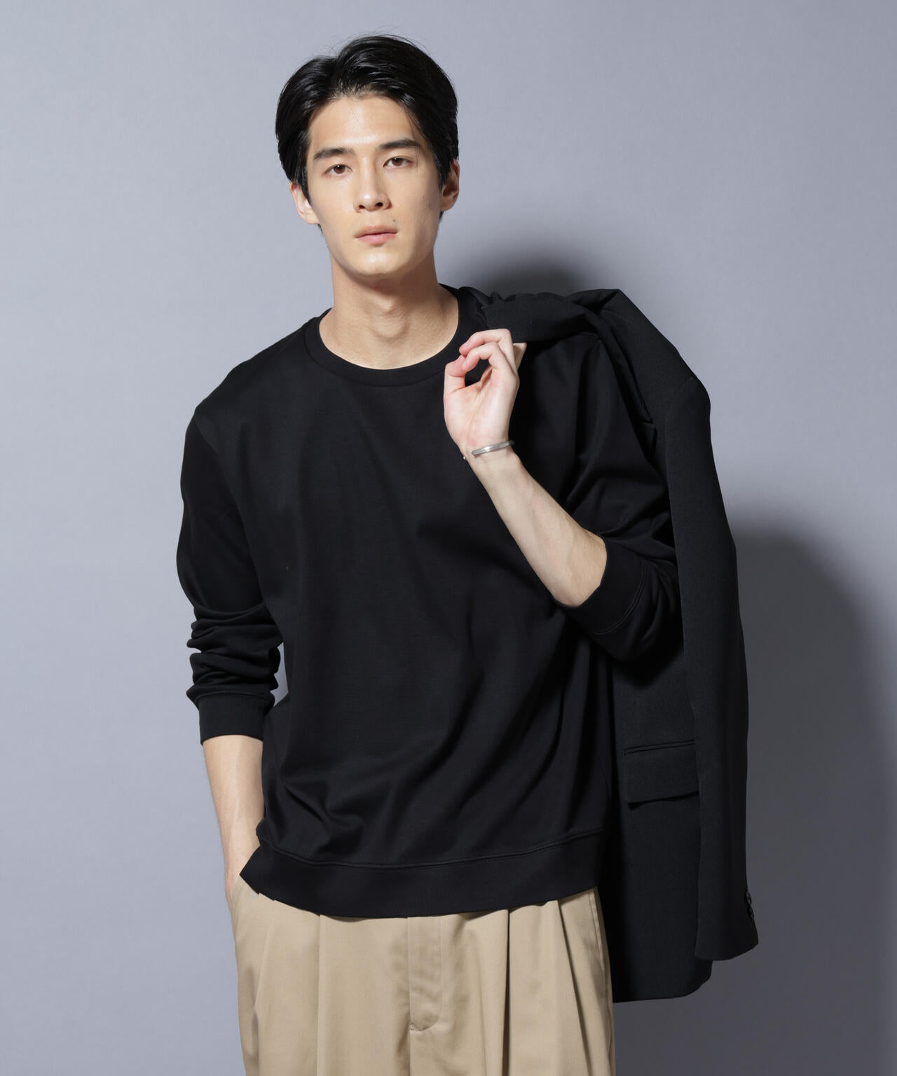 高級NANO UNIVERSE TOKYOケーブルニット&ワッフルタートルネックセーター超美品M正規ナノユニバースフィッシャーマンハイネックインディゴ MIX ワッフル モックネック ニット