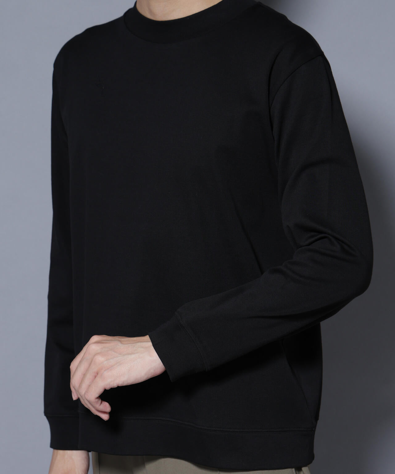 immatereal イマテリアルcrew neck カットソー デレス 黒 FORMAL JERSEY」モックネックカットソー長袖 | NANO universe（ナノ