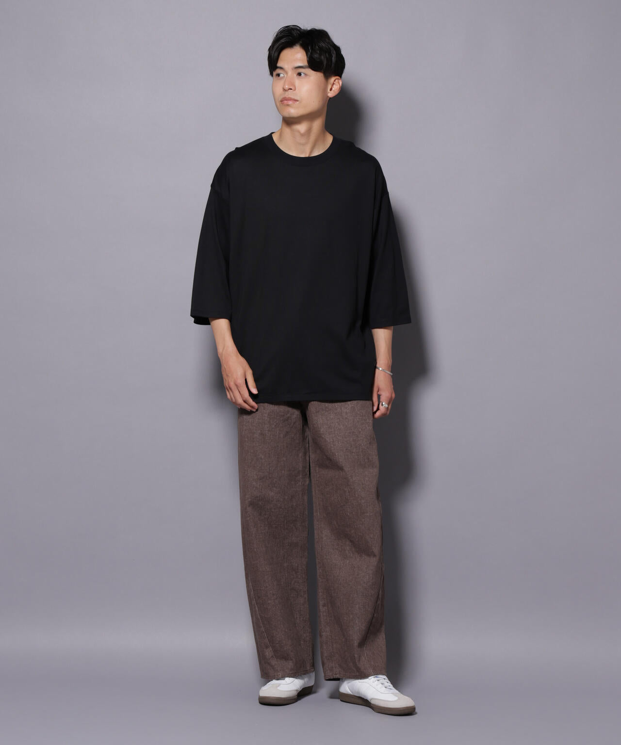 Anti Soaked(R) 汗染み防止 クルーネックワイドTシャツ七分袖