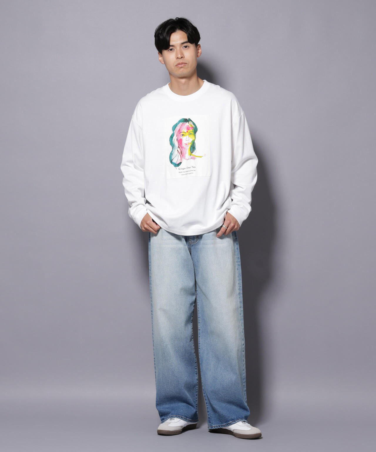 Anti Soaked(R)×SUNCHAIポートレート汗染み防止 Tシャツ長袖 | NANO