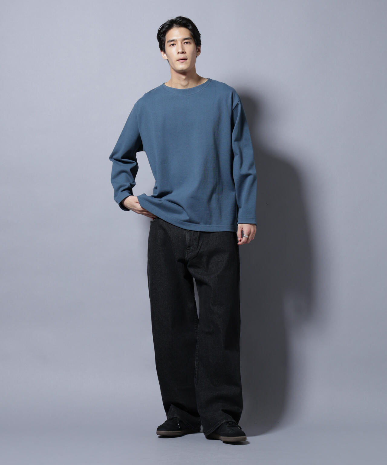 天竺ヘビーコットンボートネックＴシャツ 長袖