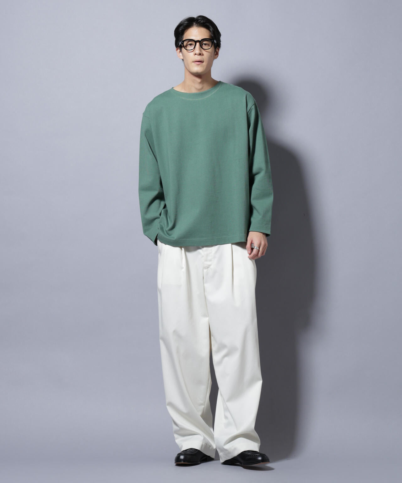 天竺ヘビーコットンボートネックＴシャツ 長袖