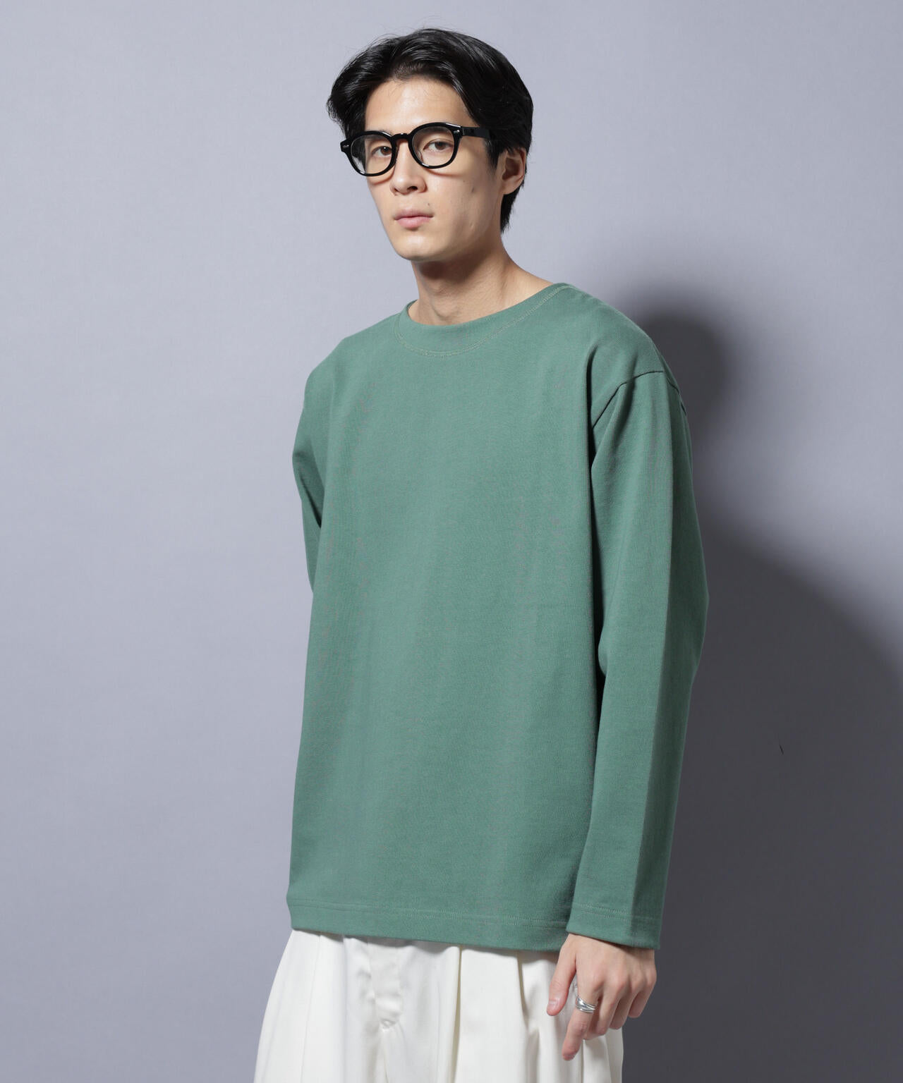 天竺ヘビーコットンボートネックＴシャツ 長袖