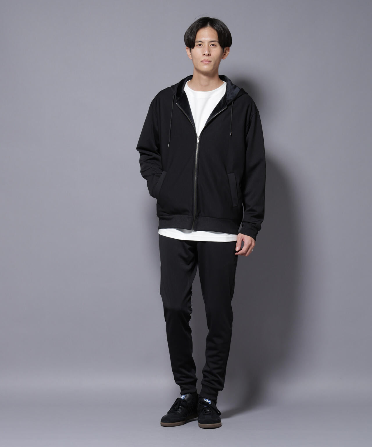 （真の漢）【STONE 】黒パーカー　メンズ　Mサイズ MC｣coveross(R) フリースボンディングジップアップパーカー | NANO