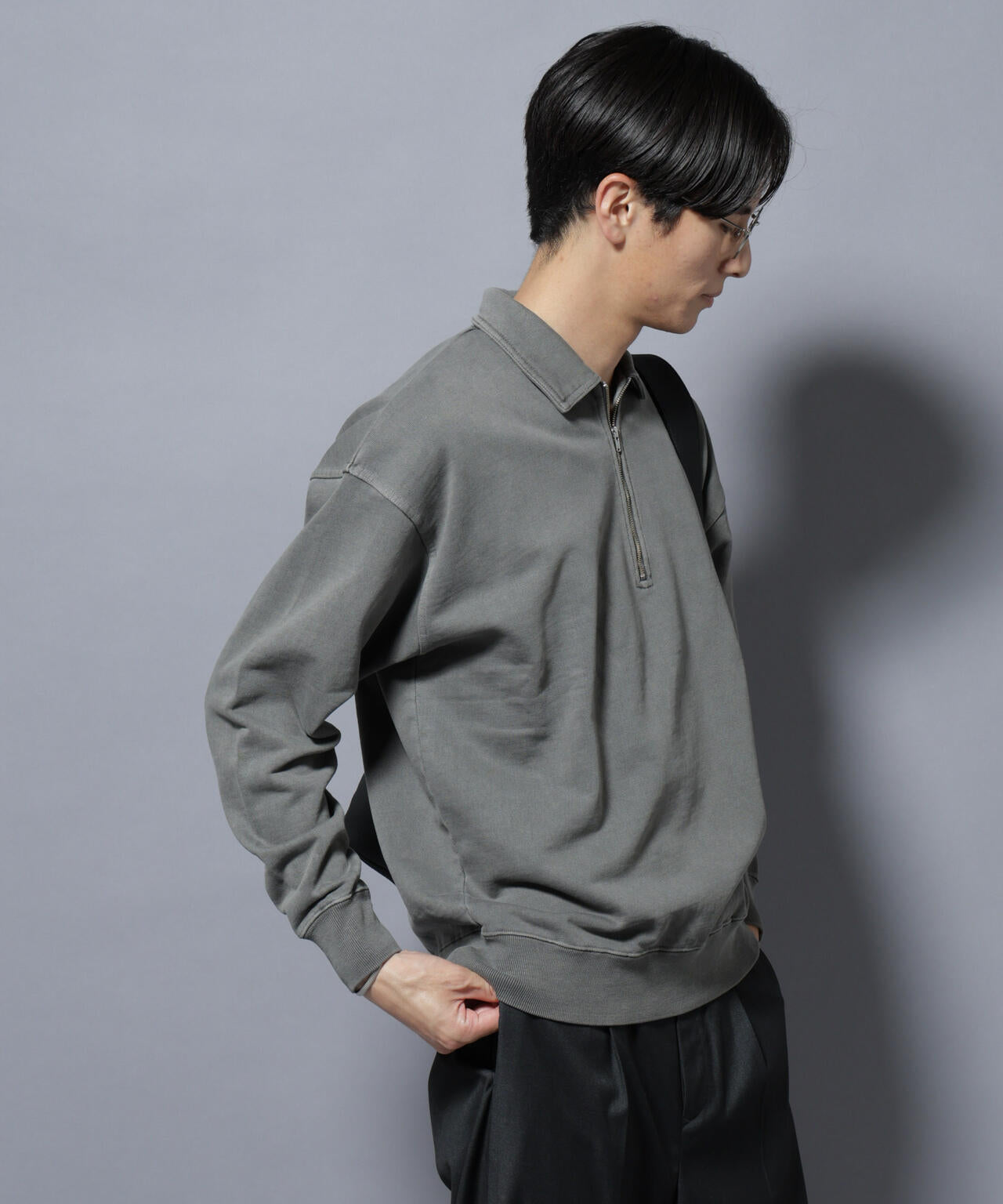 【ホワイト】コットンライクハーフジップハイネックニット <NATIVE> (MENS) ホワイト】コットンライクハーフジップハイネックニット NATIVE (MENS
