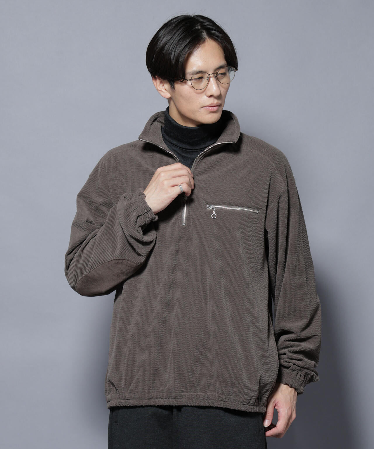モールJQDコーデュロイハーフジッププルオーバー | NANO universe