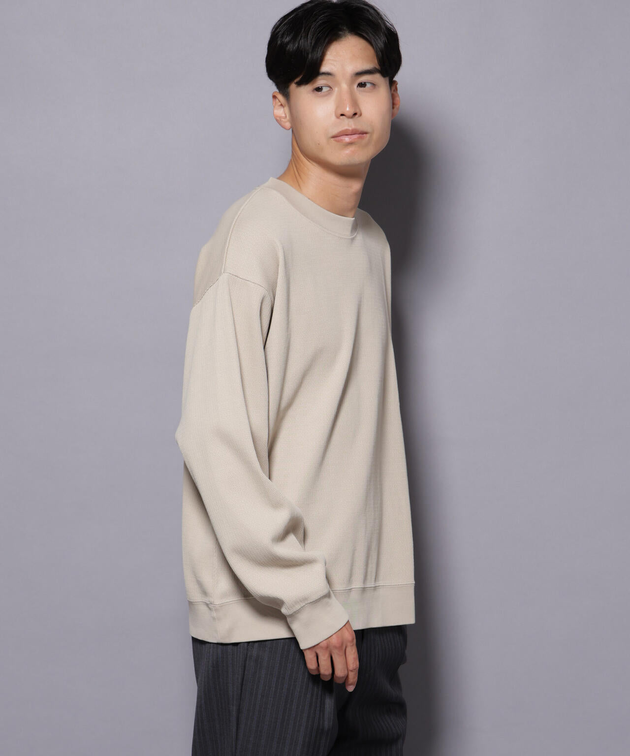 コットンガーメントダイサーマルクルーネックプルオーバー