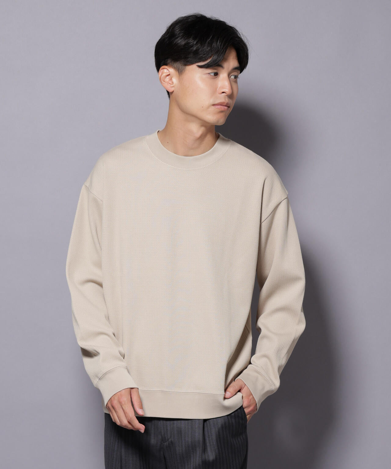 コットンガーメントダイサーマルクルーネックプルオーバー