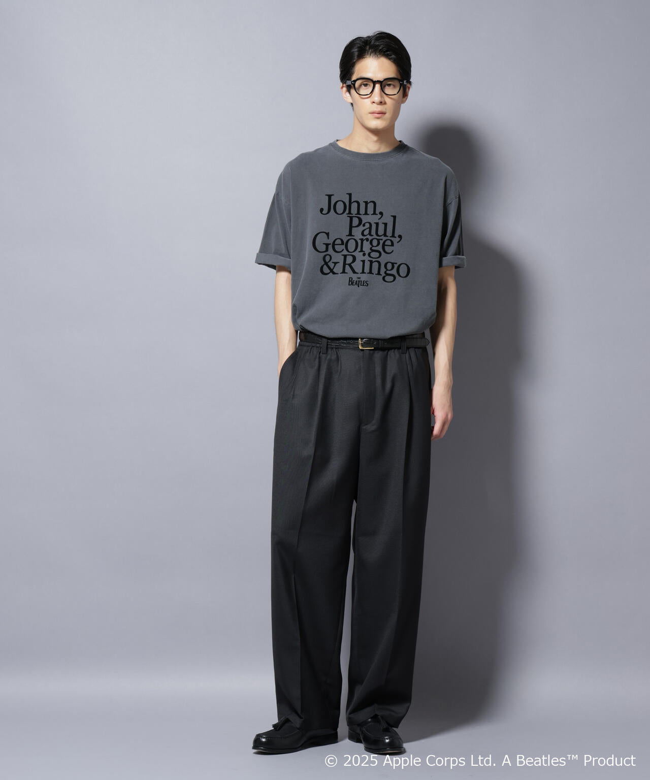別注GOOD ROCK SPEED BEATLES フロッキープリントTシャツ
