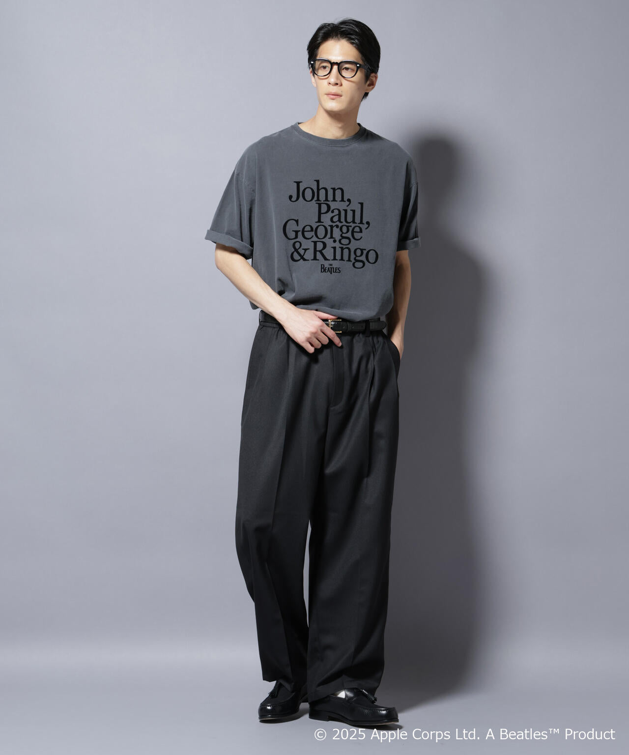 別注GOOD ROCK SPEED BEATLES フロッキープリントTシャツ