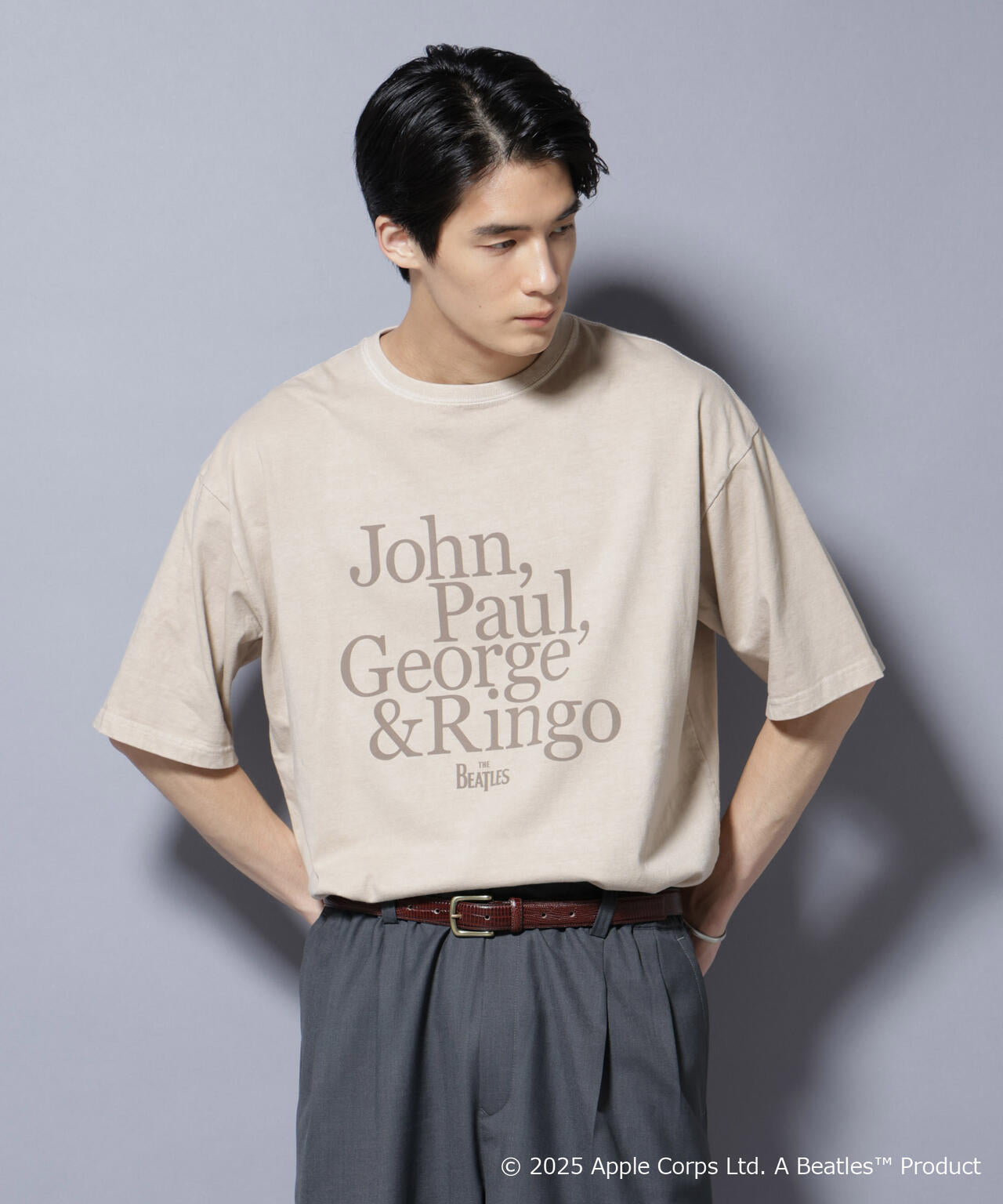 別注GOOD ROCK SPEED BEATLES フロッキープリントTシャツ