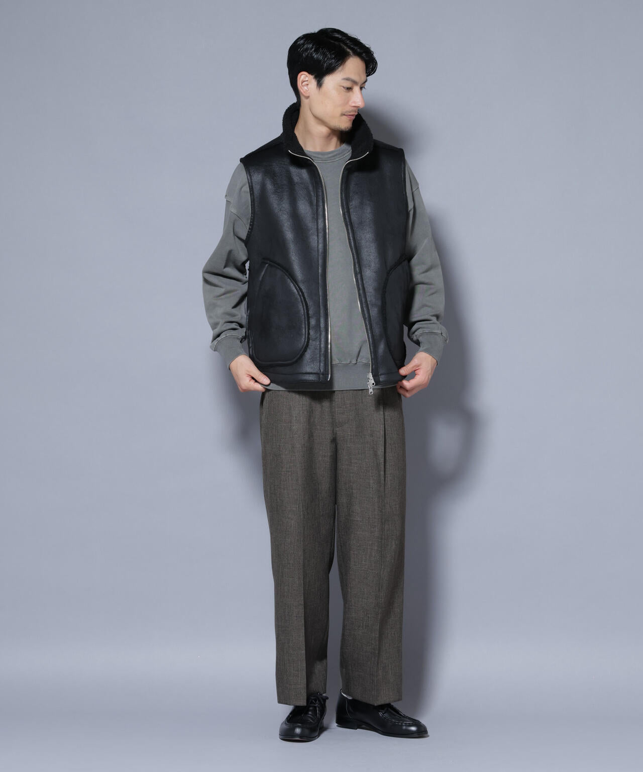 クラックフェイクムートンリバーシブルベスト | NANO universe（ナノ