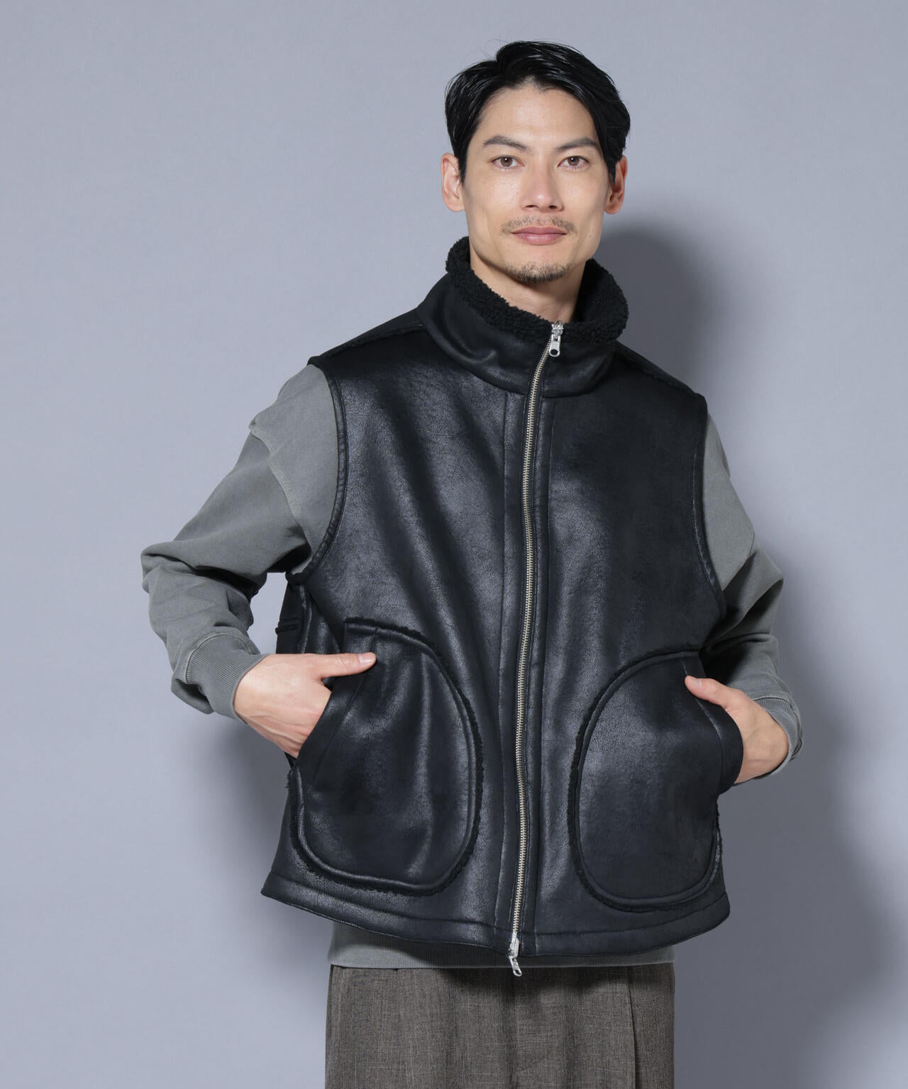 クラックフェイクムートンリバーシブルベスト | NANO universe（ナノ