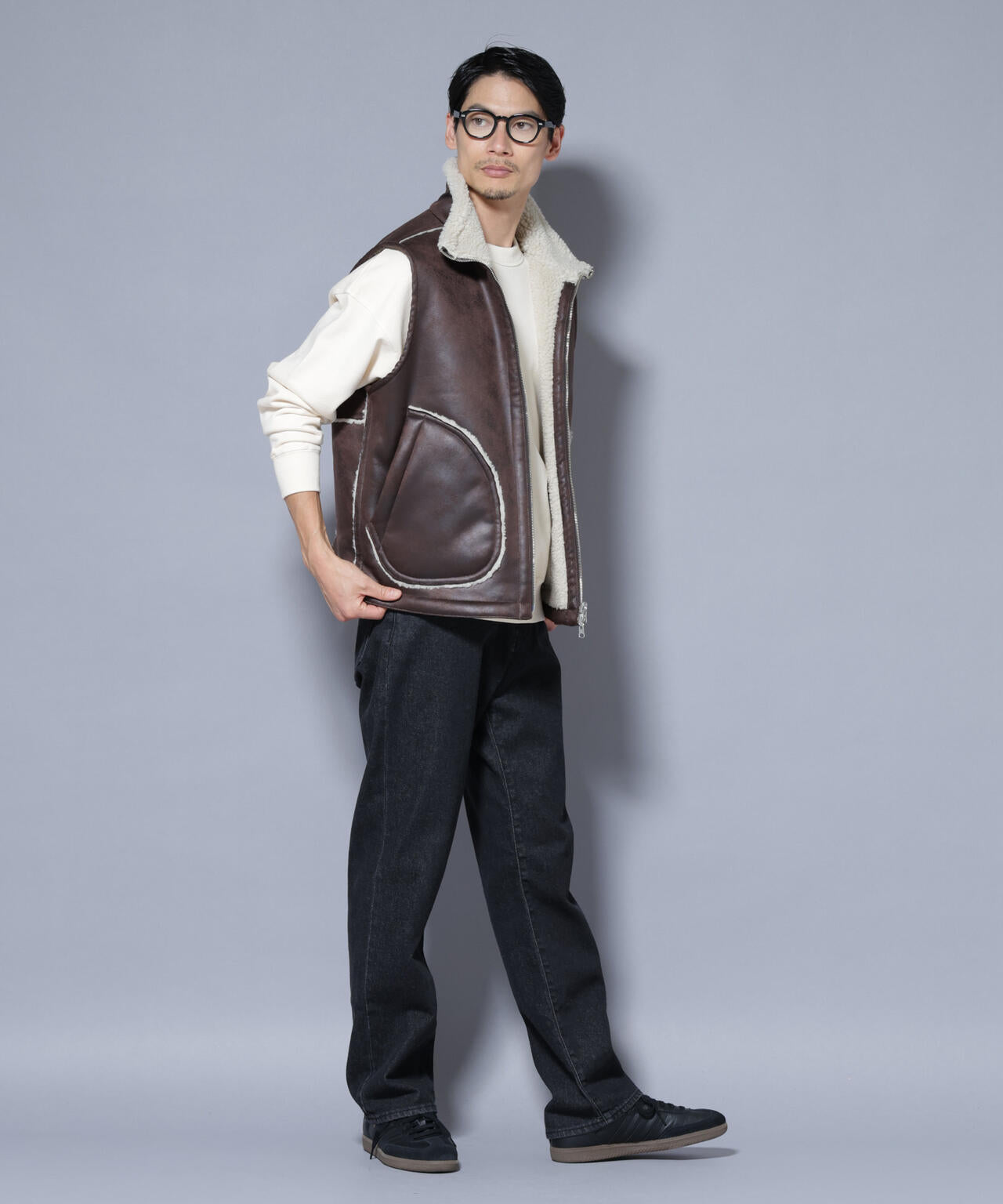 クラックフェイクムートンリバーシブルベスト | NANO universe（ナノ