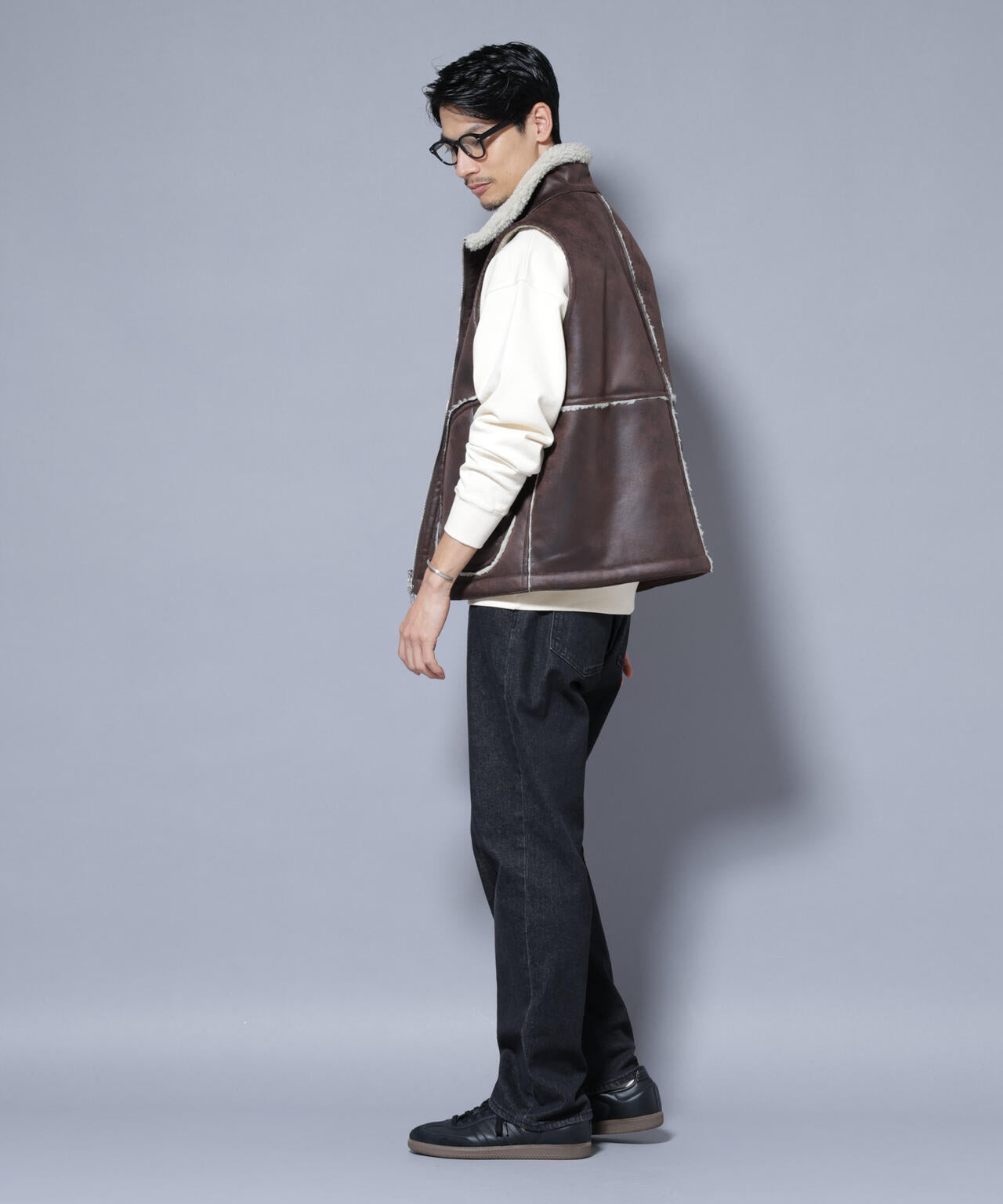 クラックフェイクムートンリバーシブルベスト | NANO universe（ナノ