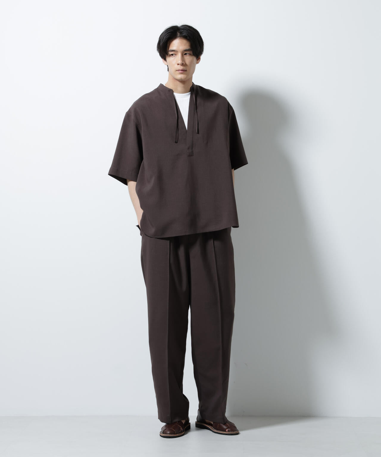 メランジドライイージーテーパードパンツ（セットアップ可