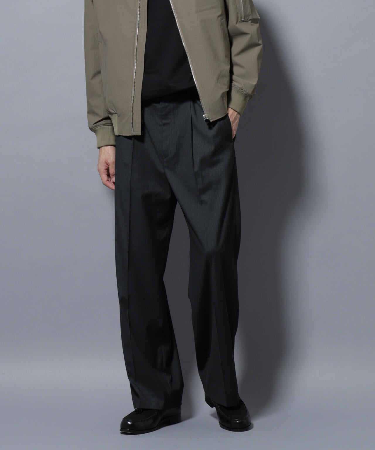 DELEGANTEエアリーサキソニー/CHK/ST ストレートFITパンツ(セットアップ可)