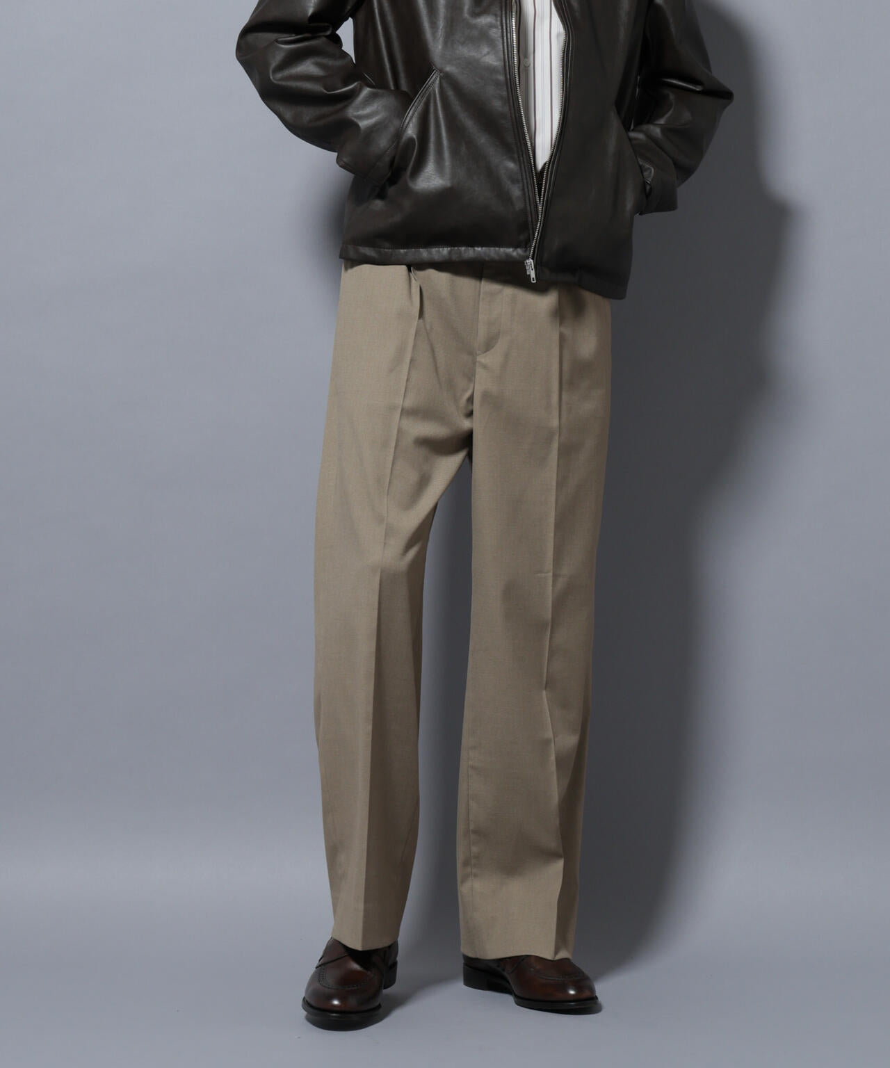 DELEGANTEエアリーサキソニー/CHK/ST ストレートFITパンツ(セットアップ可)