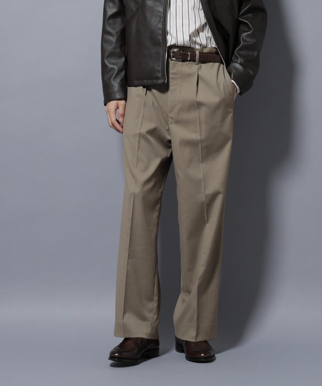 DELEGANTEエアリーサキソニー/CHK/ST ストレートFITパンツ(セットアップ可)