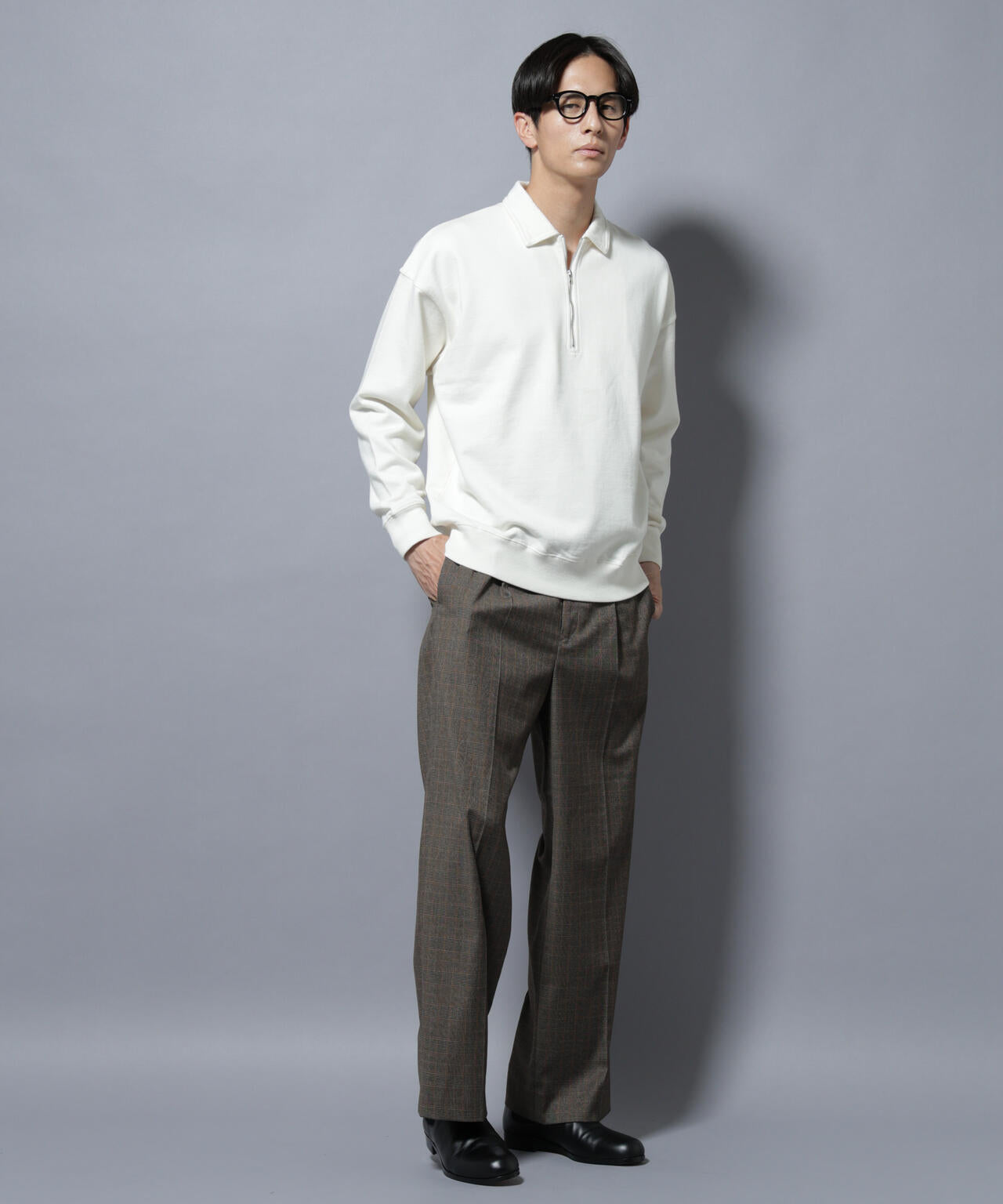 DELEGANTEエアリーサキソニー/CHK/ST ストレートFITパンツ(セットアップ可)