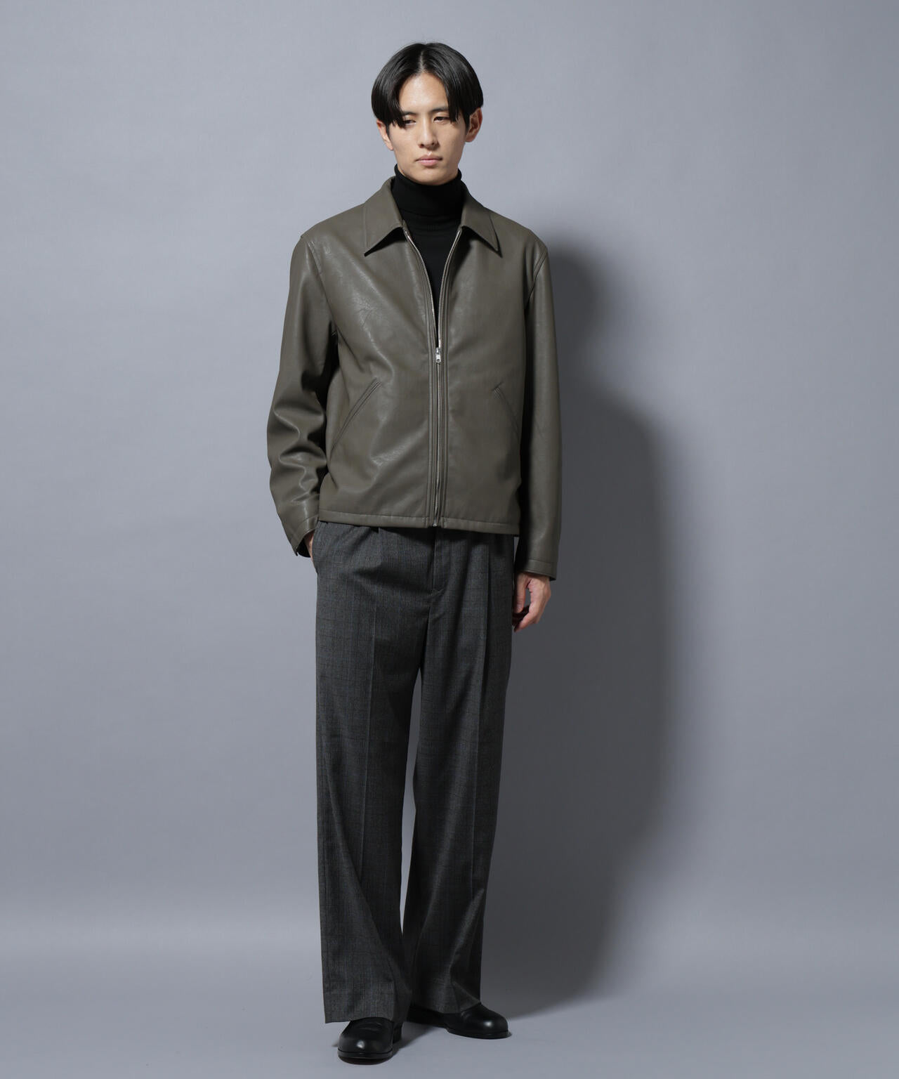 DELEGANTEエアリーサキソニー/CHK/ST ストレートFITパンツ(セットアップ可)