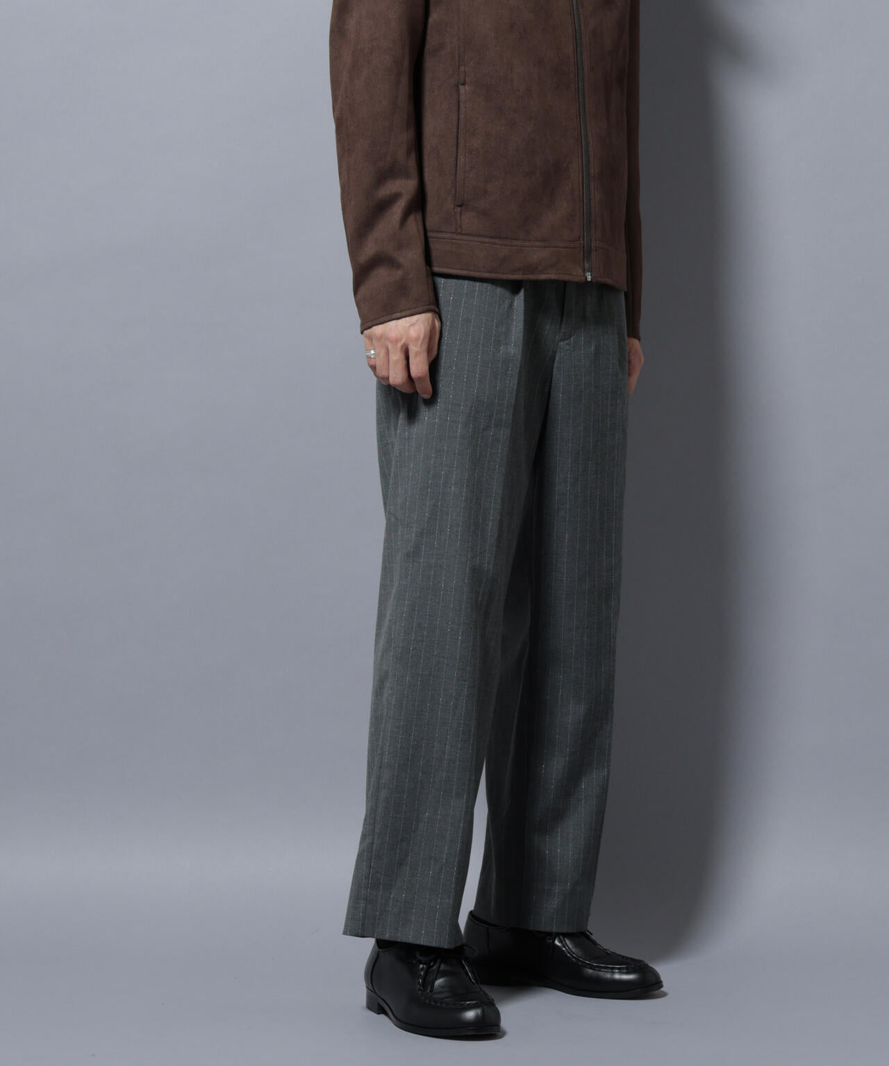 DELEGANTEエアリーサキソニー/CHK/ST ストレートFITパンツ(セットアップ可)