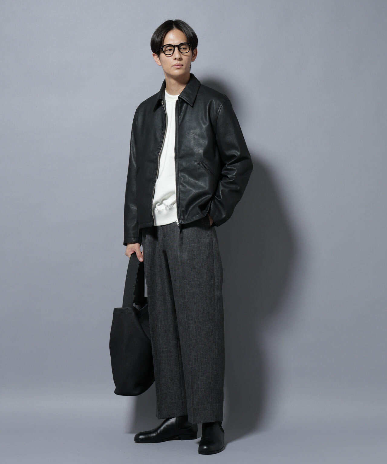 大人のワイドパンツ」シャークスキンイージースラックス | NANO