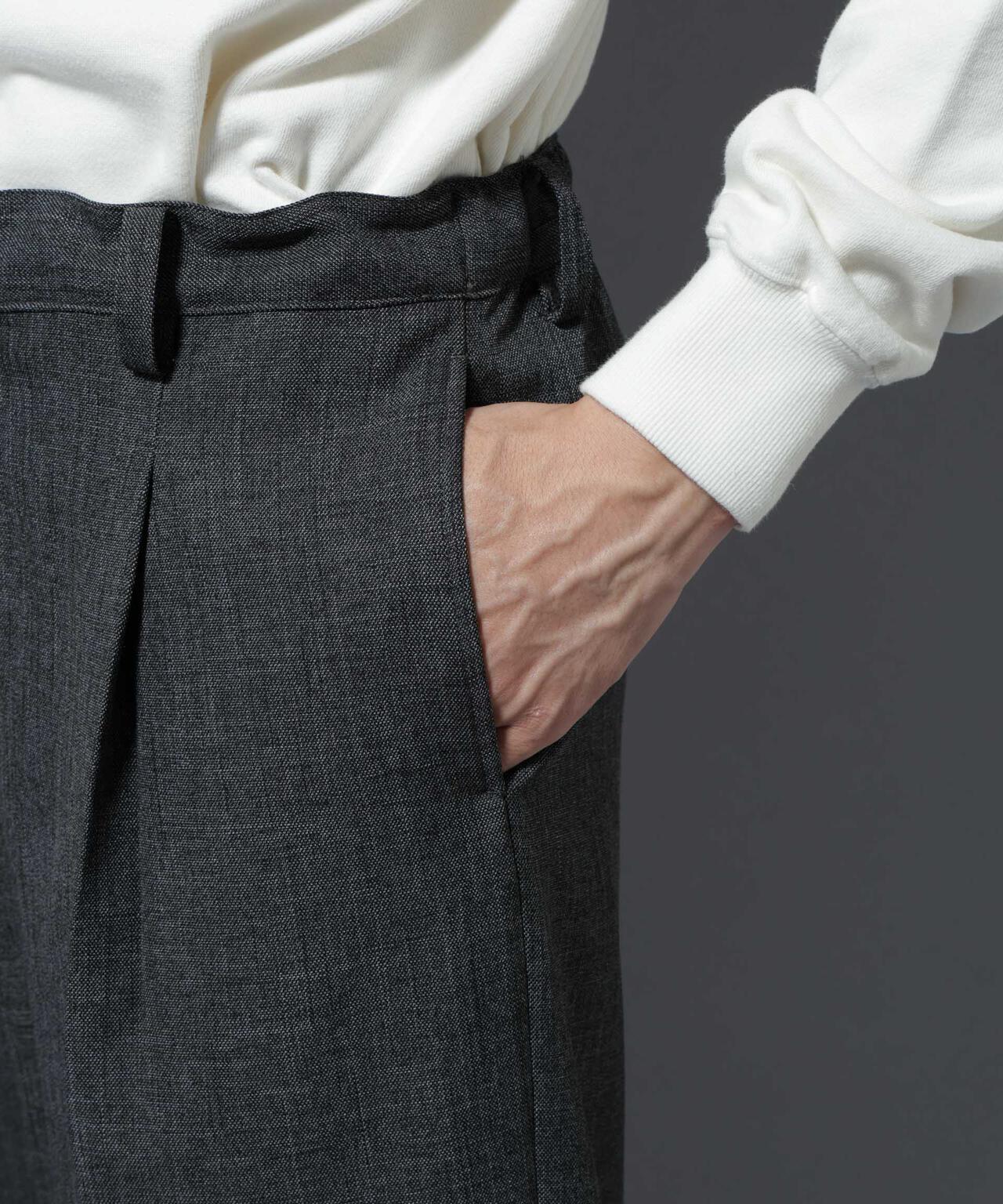 大人のワイドパンツ」シャークスキンイージースラックス | NANO