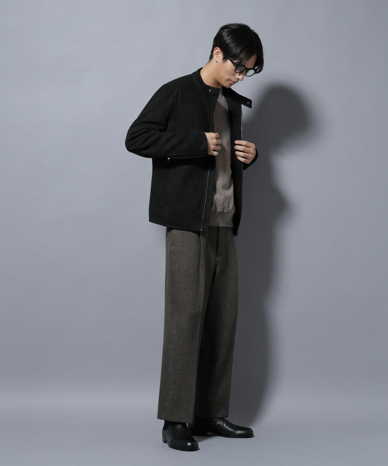 「大人のワイドパンツ」シャークスキンイージースラックス