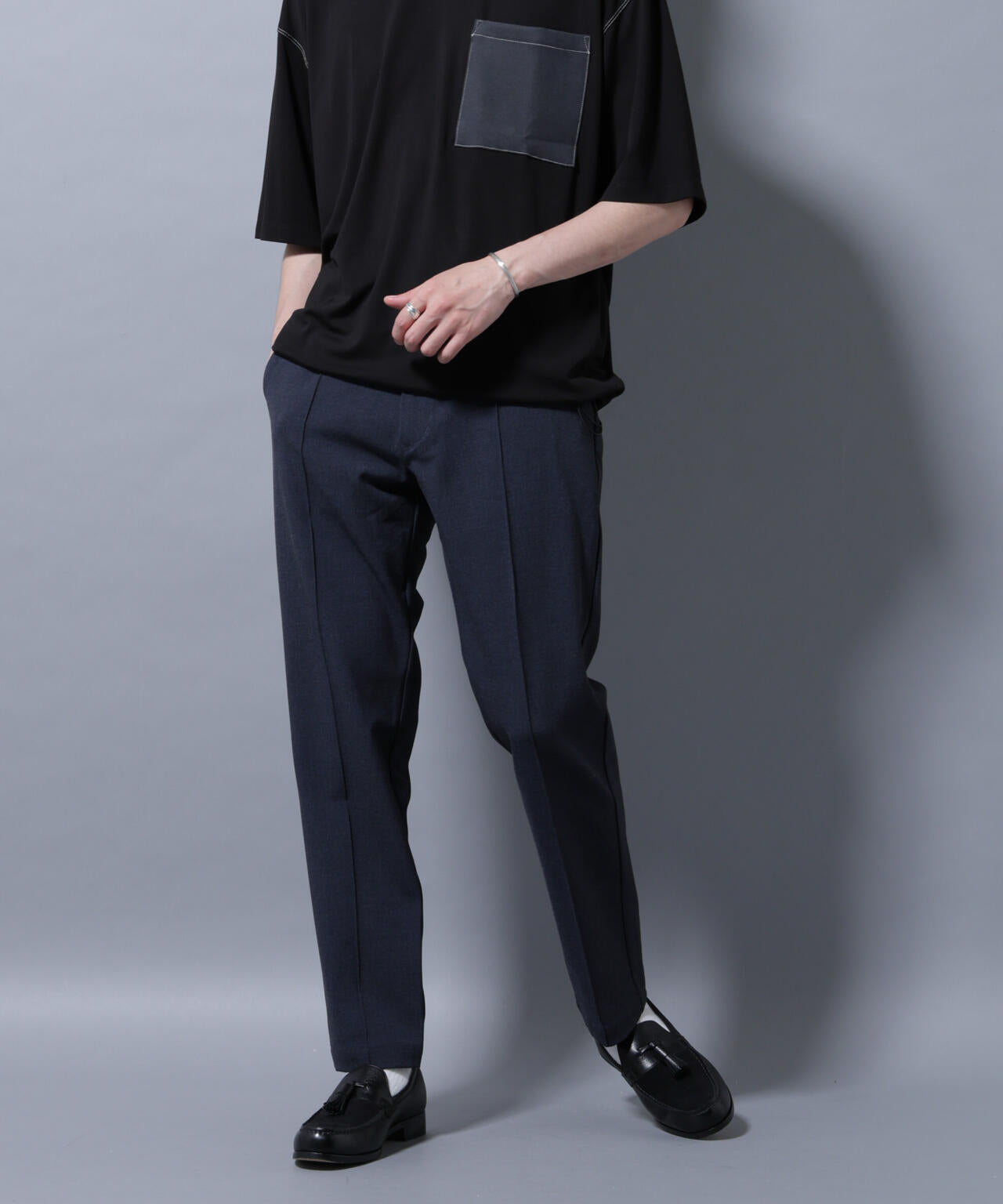 サイドリブストレッチイージーパンツ