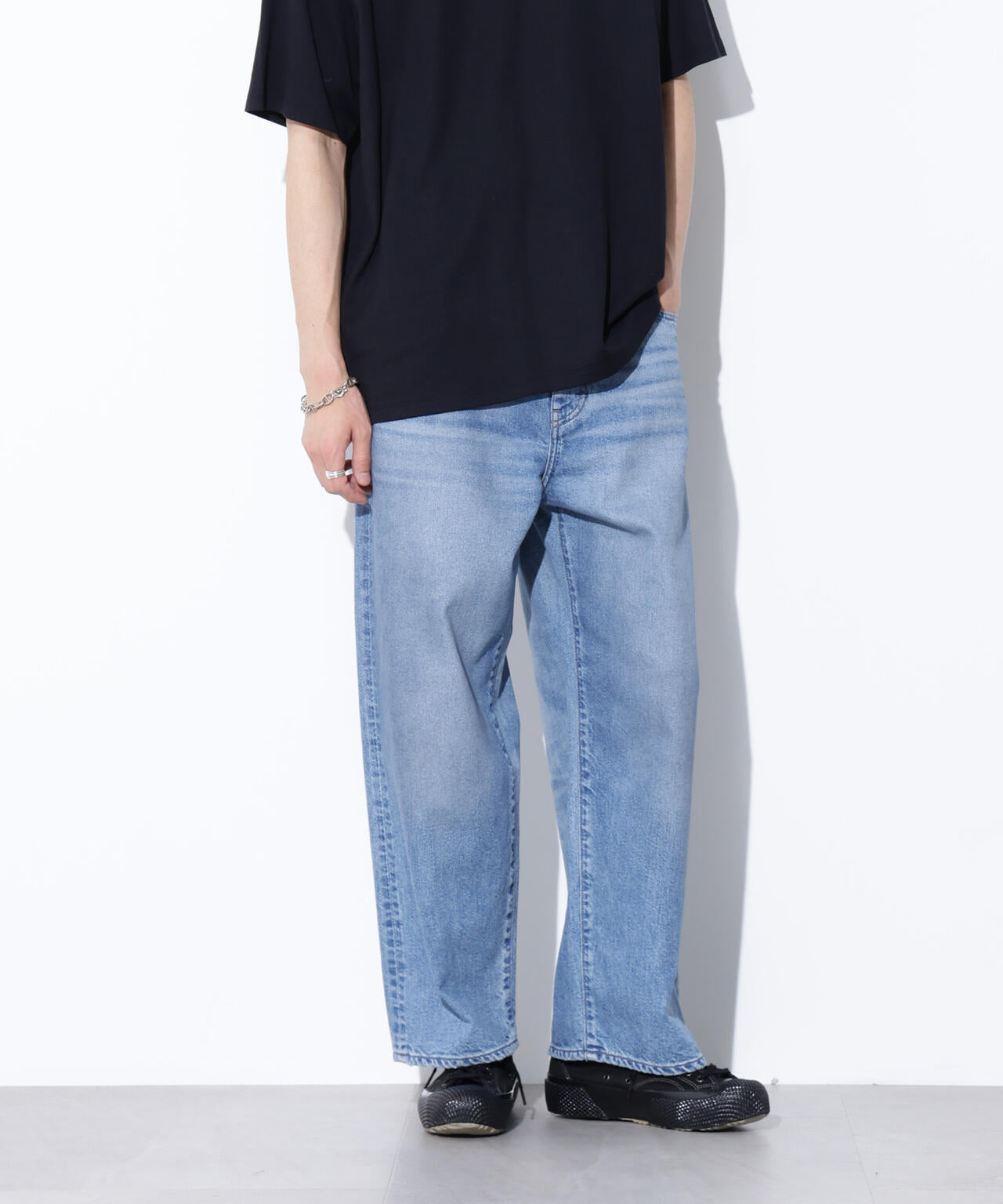 AUTHENコラボ SILKNIZED DENIM ワイドレッグ(セットアップ可