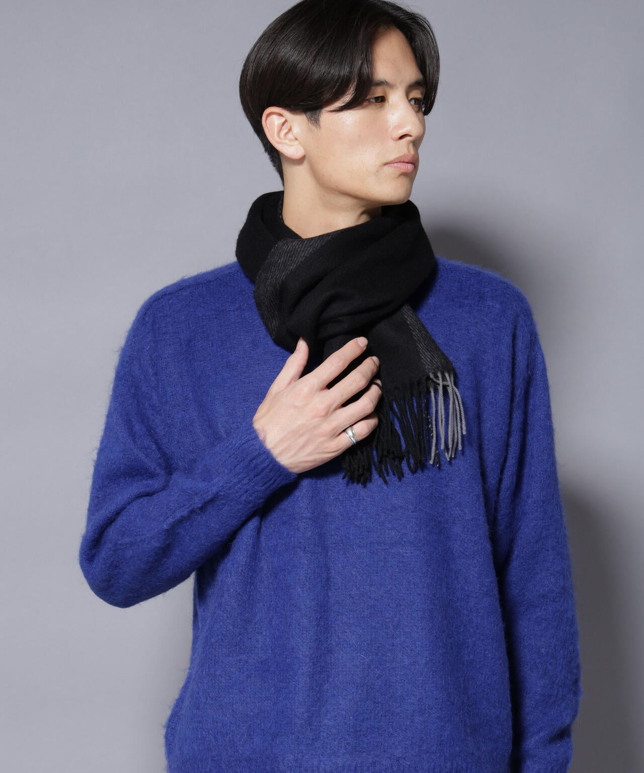 【中古】ユーティーオー UTO カシミヤ ニットマフラー ネイビーブルー【メンズ】 UTO】カシミヤ100％ 7ゲージ両畦編みマフラー | 藤巻百貨店