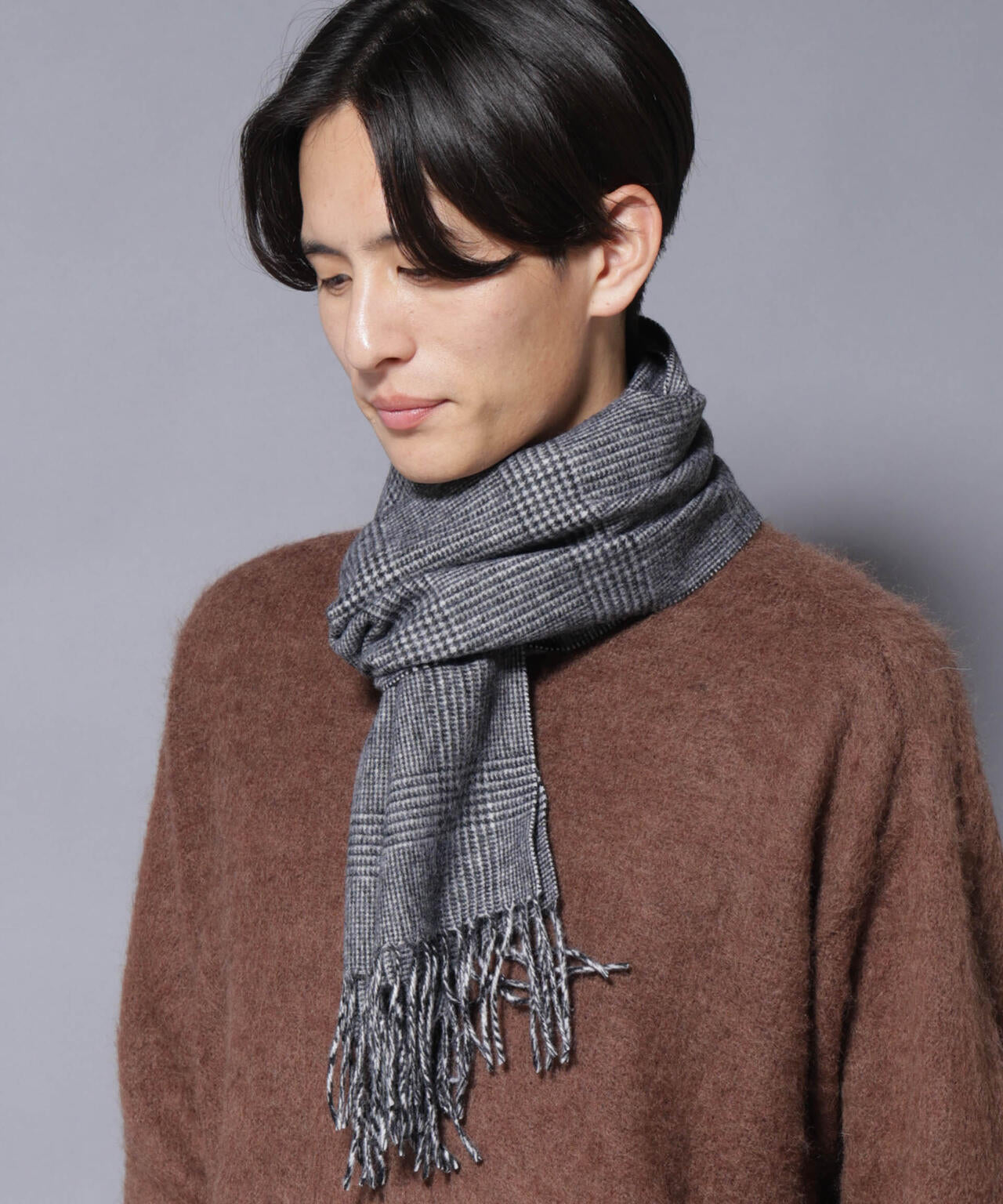 ソフトカシミヤブレンドチェックマフラー