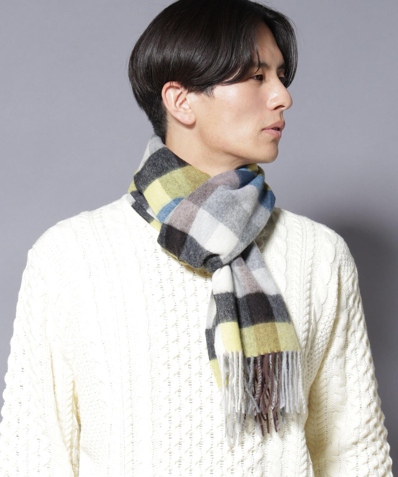 ソフトカシミヤブレンドチェックマフラー