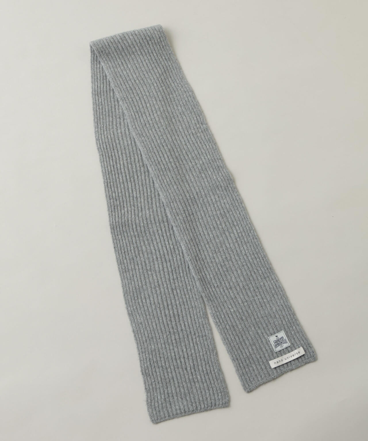 【希少】STONE  ロゴパッチ ウールニットマフラー HAMILTON 10ANNIVERSARY WOOL ニットマフラー | NANO universe（ナノ