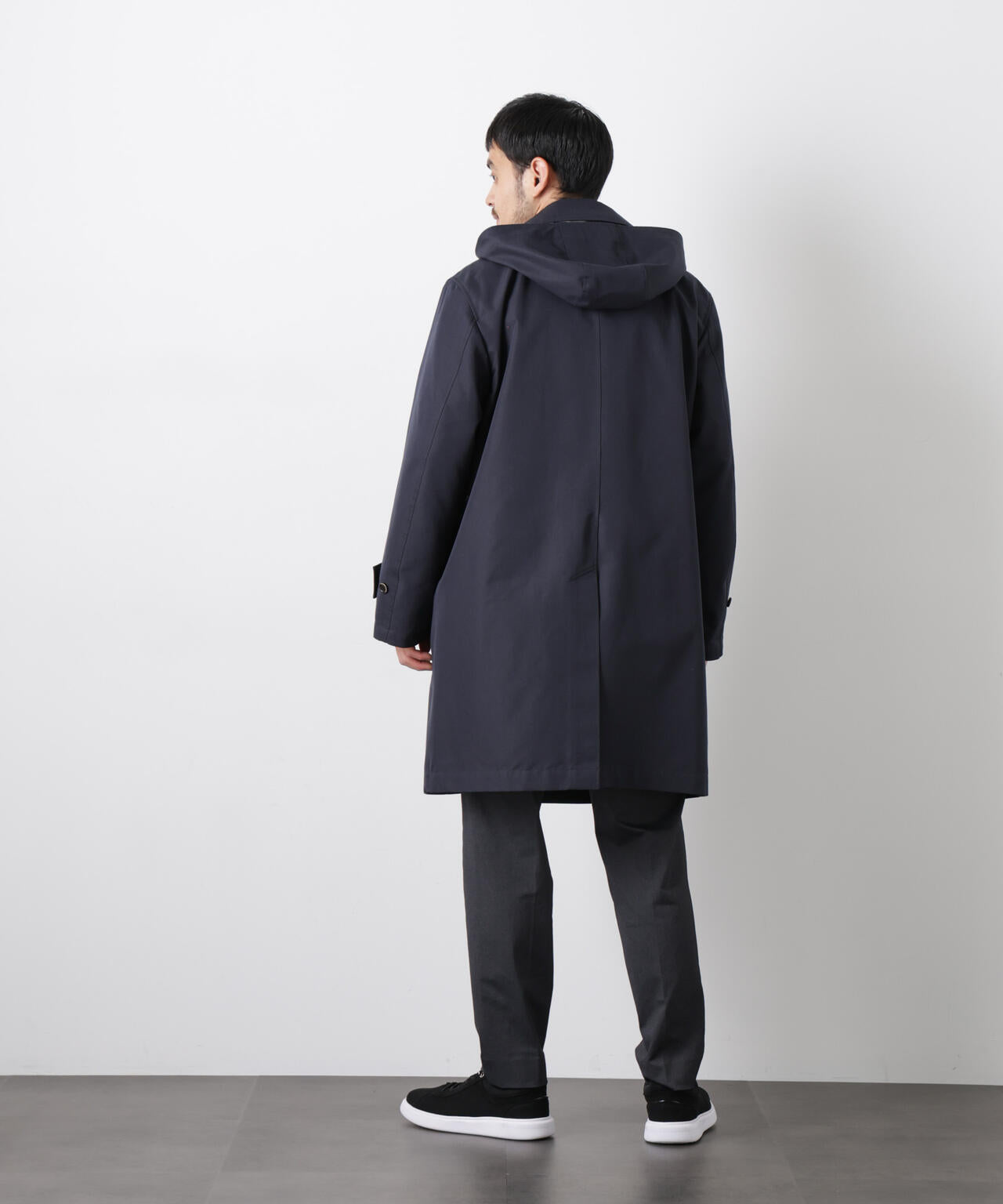 フーデッドステンカラーコート｢WARP PRINT｣ライニング