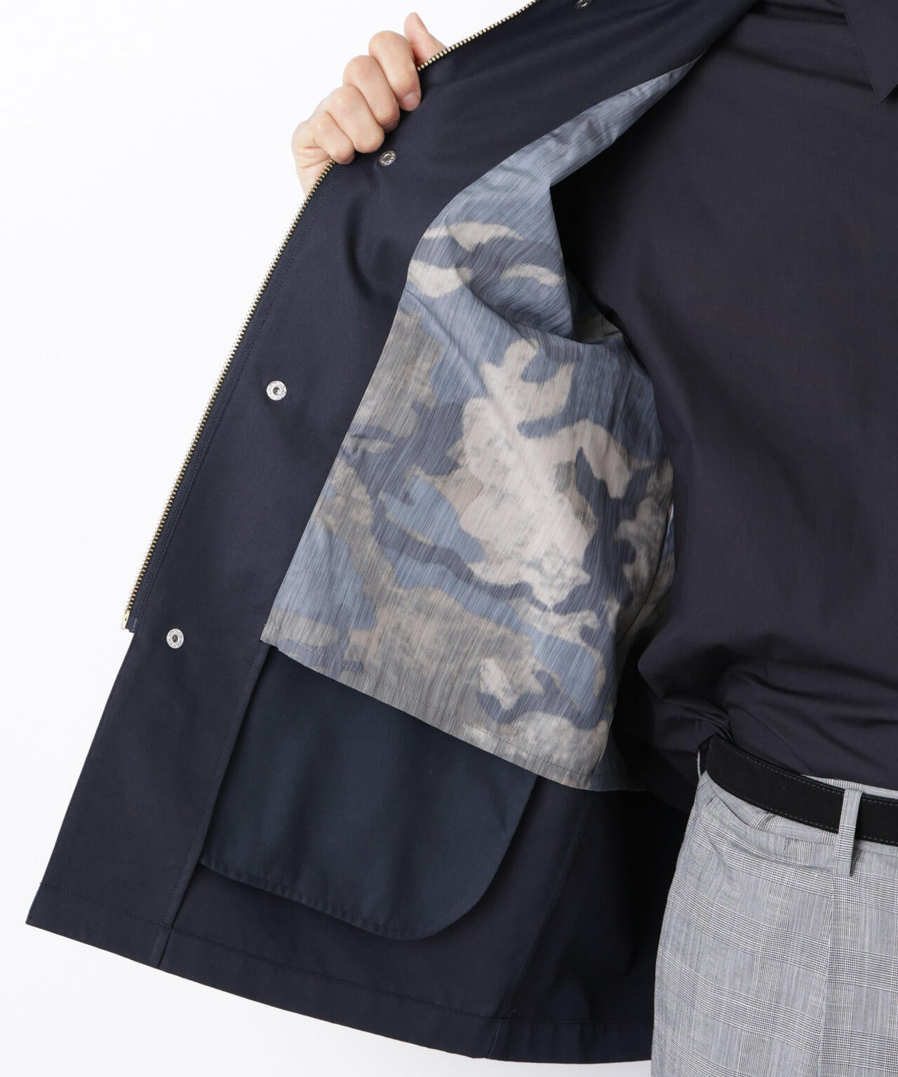 オーバージャケット「WARP PRINT」ライニング/撥水