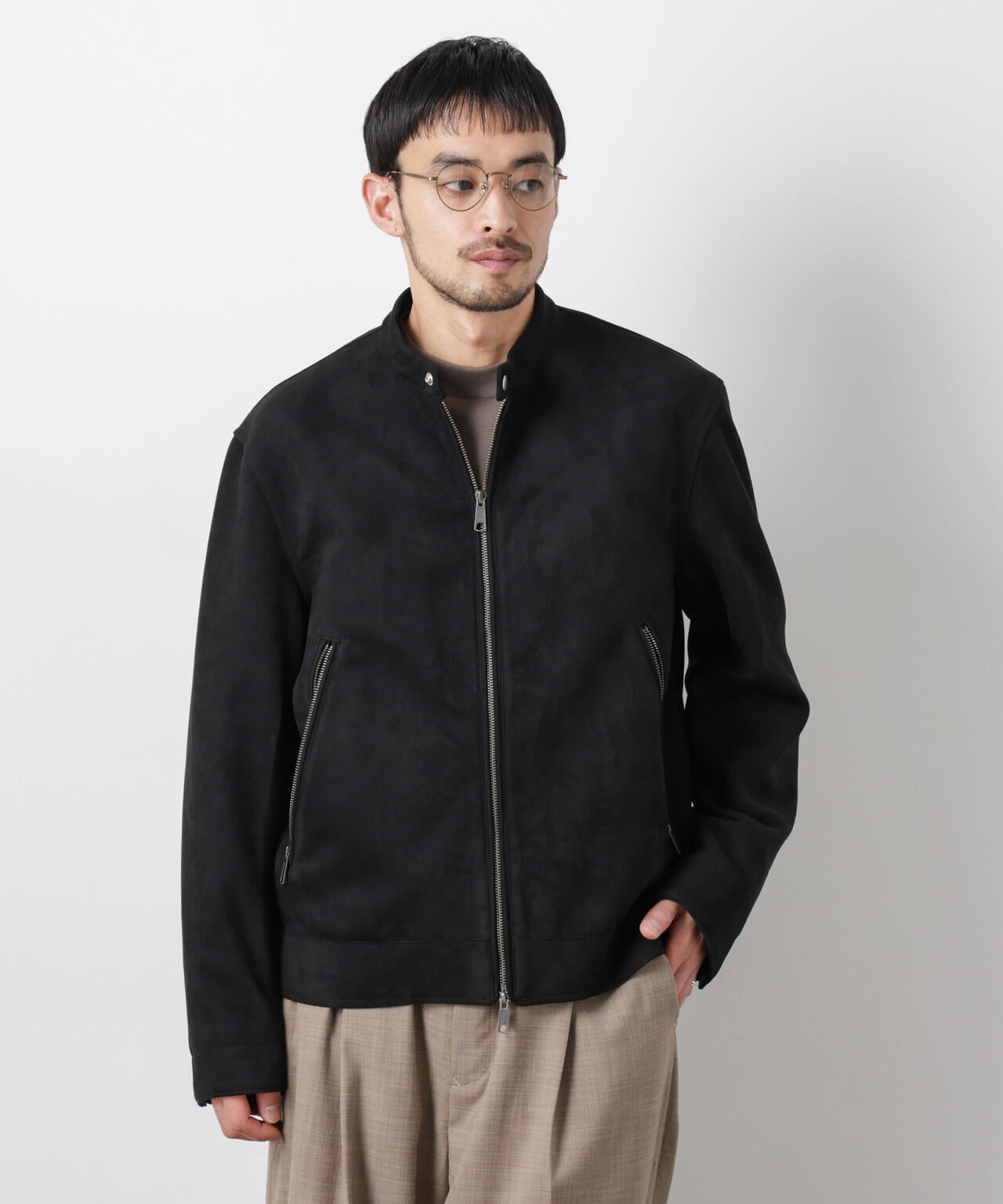 フェイクスエードバンドカラーライダースジャケット | NANO universe